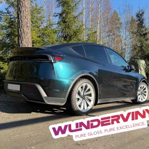 WunderVinyl Super Gloss+ Dark Racing Green LT car wrap for Tesla Model Y